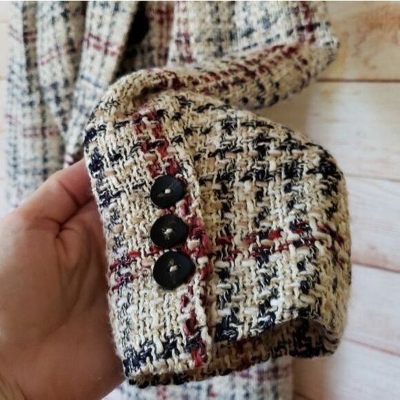 Zara Long Sleeve Double Breasted Woven Lined Blazer Front Flap Pockets Medium - Picture 12 of 16